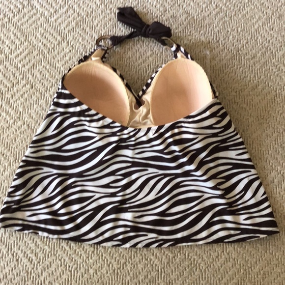 NWOT plus size built in bra top zebra print tankini top - Picture 6 of 12